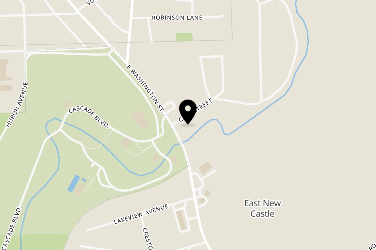 Map showing the location of Elham Restaurant And Bar on 2001 E Washington St #5366 in New Castle